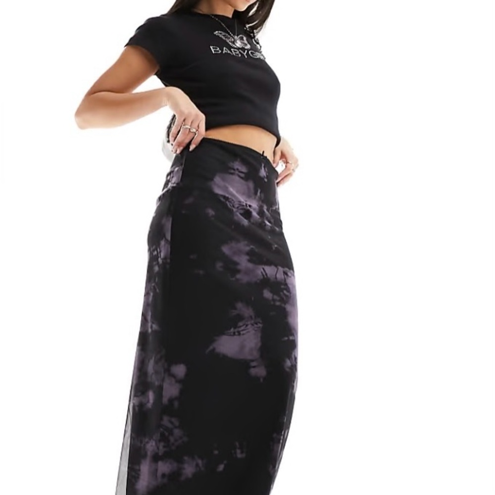 💵ASOS Design Mesh MIDI Pull On Skirt in Tie Dye Size 0